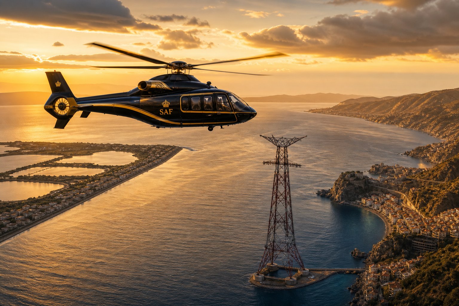 Tour in elicottero sullo Stretto di Messina al tramonto